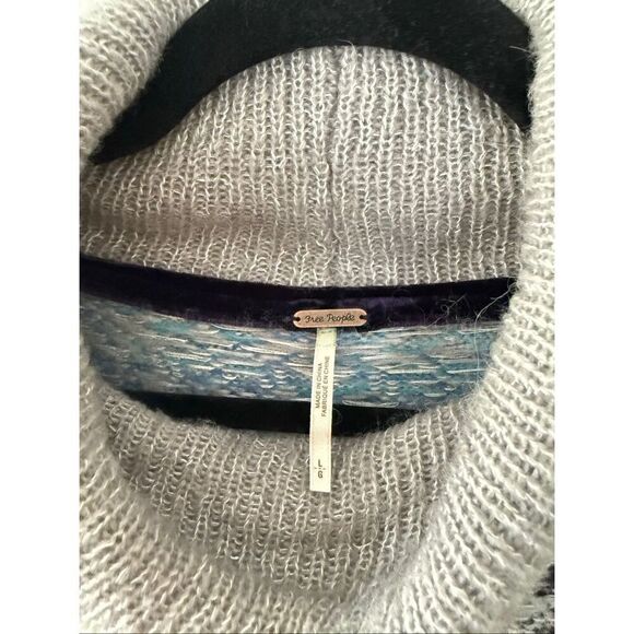 Free People Large This and That Stripe Multicolor Mix Print Knit Turtleneck Swea - Picture 4 of 8